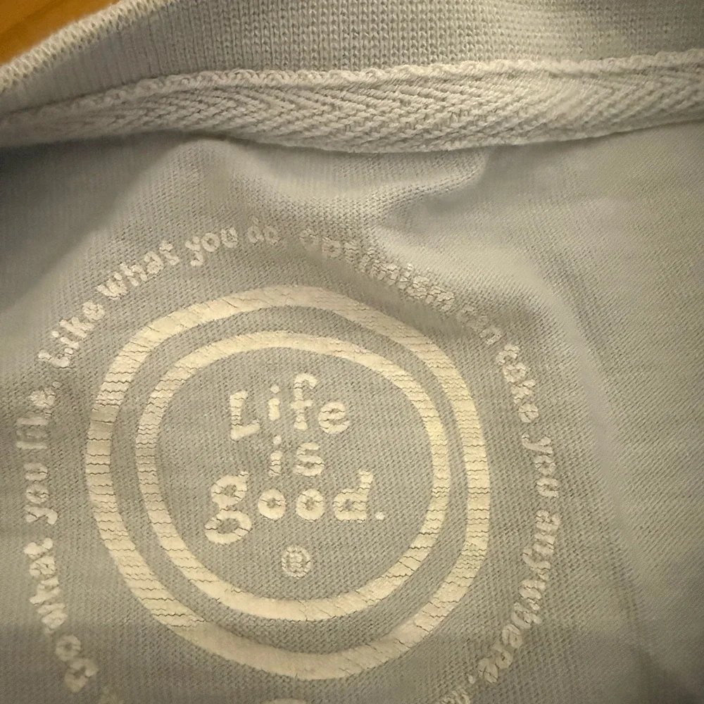 Life Is Good light blue graphic wash cloth with playful print - Picture 4 of 6
